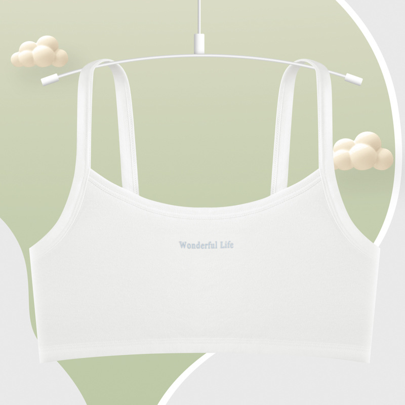 Bustier din bumbac pentru fete, cu cupă completă, căptușeală din bumbac, respirabil, bretele fixe duble