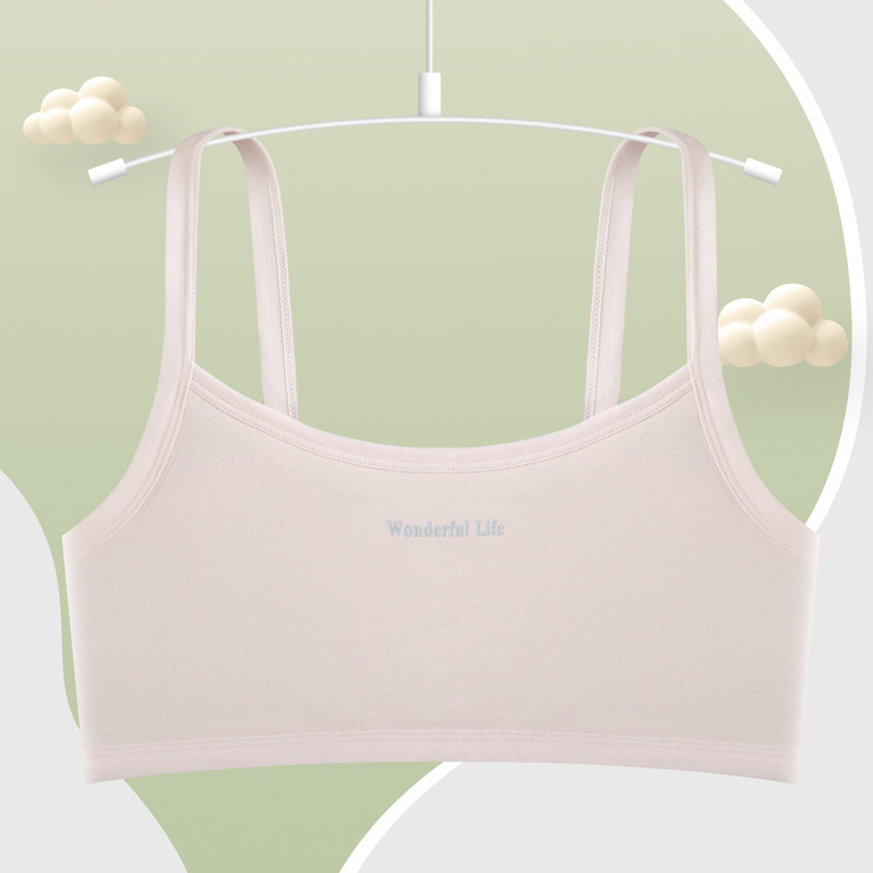 Bustier din bumbac pentru fete, cu cupă completă, căptușeală din bumbac, respirabil, bretele fixe duble