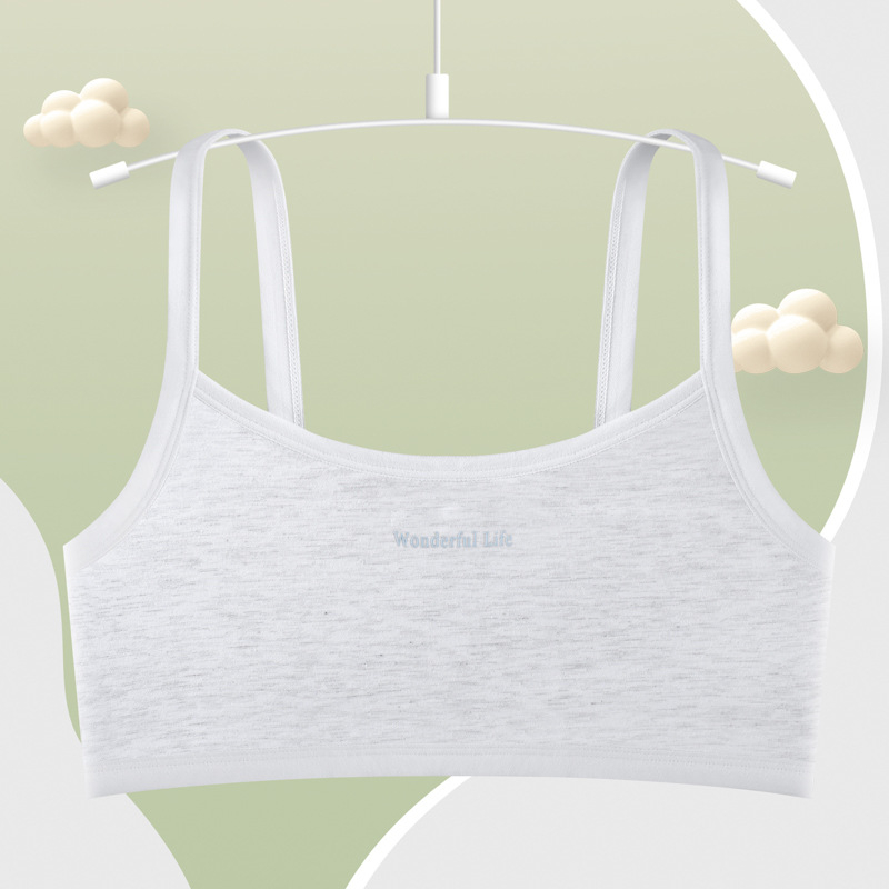 Bustier din bumbac pentru fete, cu cupă completă, căptușeală din bumbac, respirabil, bretele fixe duble