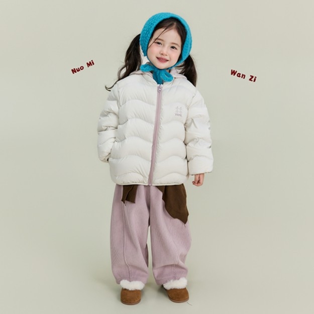 Gyerekeknek szóló kapucnis pehelykabát, koreai stílus, téli 2025, 90% kacsa pehely, cipzár