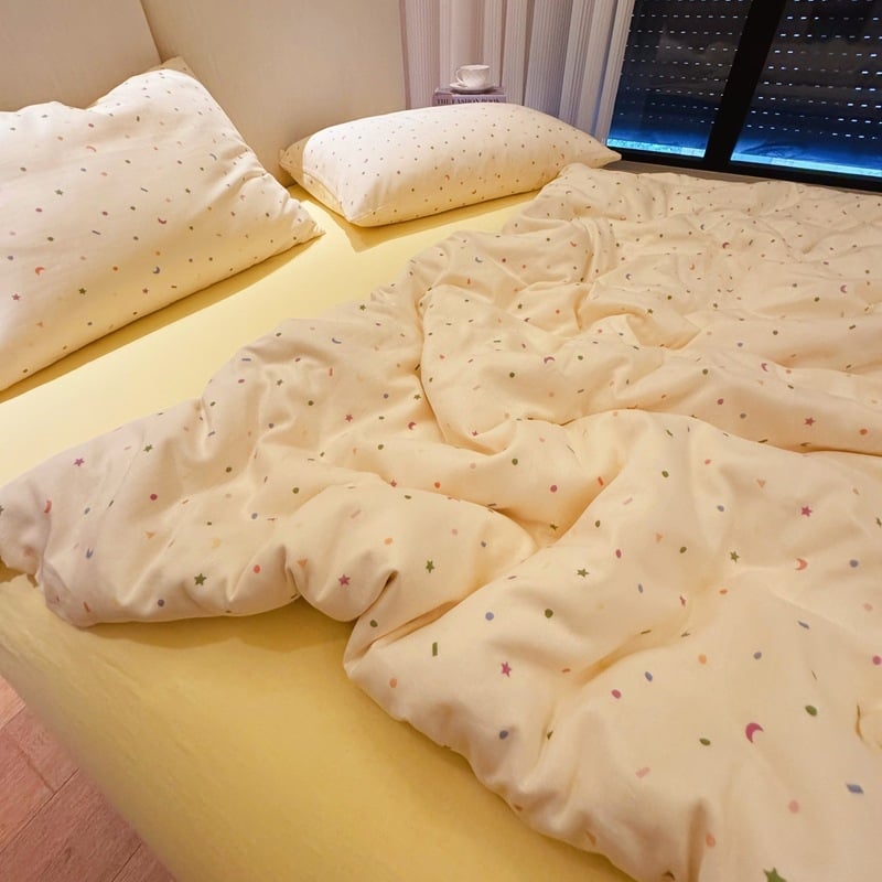 Bavlnený štvordielny súbor posteľnej bielizne s rastlinným vzorom, reaktívna tlač a farbenie, hmotnosť 2000–2500 g