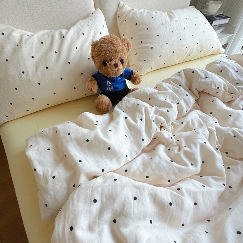 Bavlnený štvordielny súbor posteľnej bielizne s rastlinným vzorom, reaktívna tlač a farbenie, hmotnosť 2000–2500 g