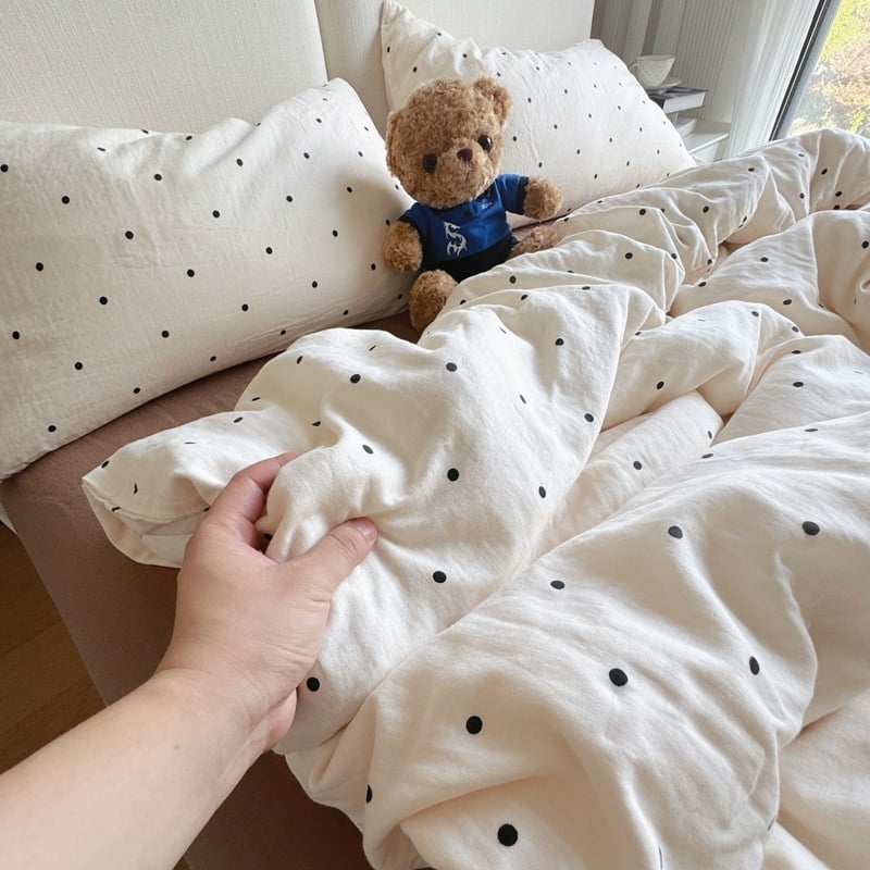 Bavlnený štvordielny súbor posteľnej bielizne s rastlinným vzorom, reaktívna tlač a farbenie, hmotnosť 2000–2500 g