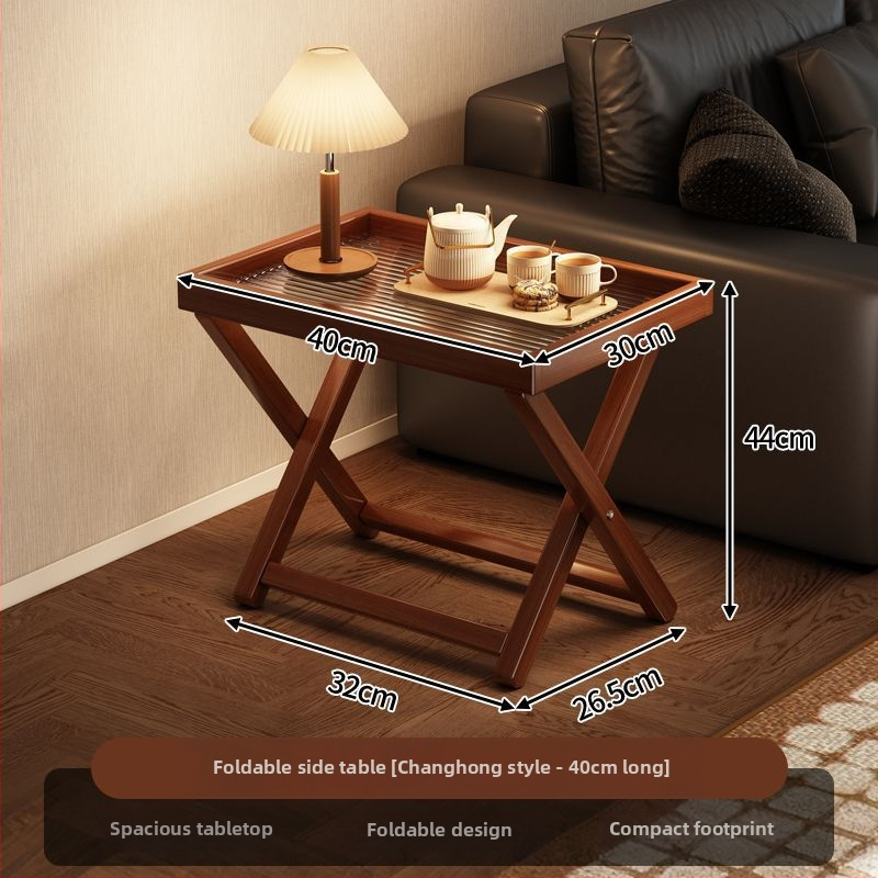 Sulankstomas bambukinis šoninis staliukas su akriliniu viršumi – šiuolaikiškas minimalistinis stilius, bambukinis rėmas, MDF plokštė, suderinamas su nešiojamuoju kompiuteriu