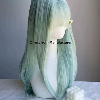 Ilga tiesioginė parukė moterims, karščiui atspari pluošto medžiaga, mašinė audimas, modelis 1