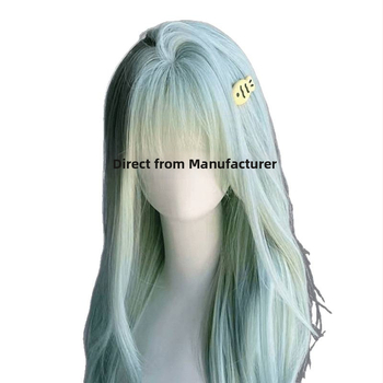 Ilga tiesioginė parukė moterims, karščiui atspari pluošto medžiaga, mašinė audimas, modelis 1