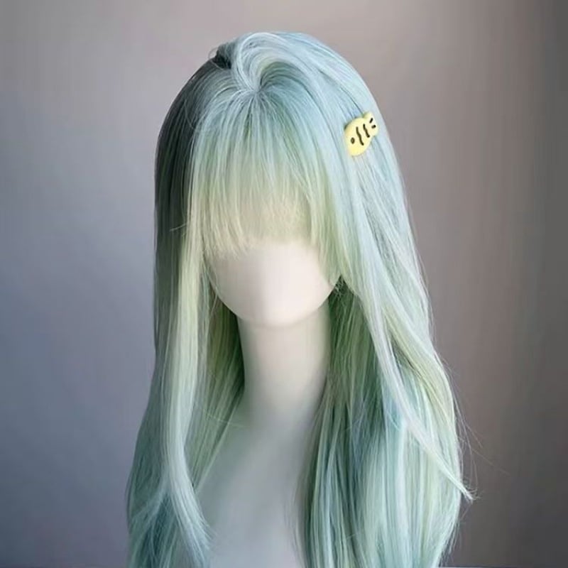 Hosszú egyenes paróka nőknek, hőálló szálak, gépi szövés, Modell 1