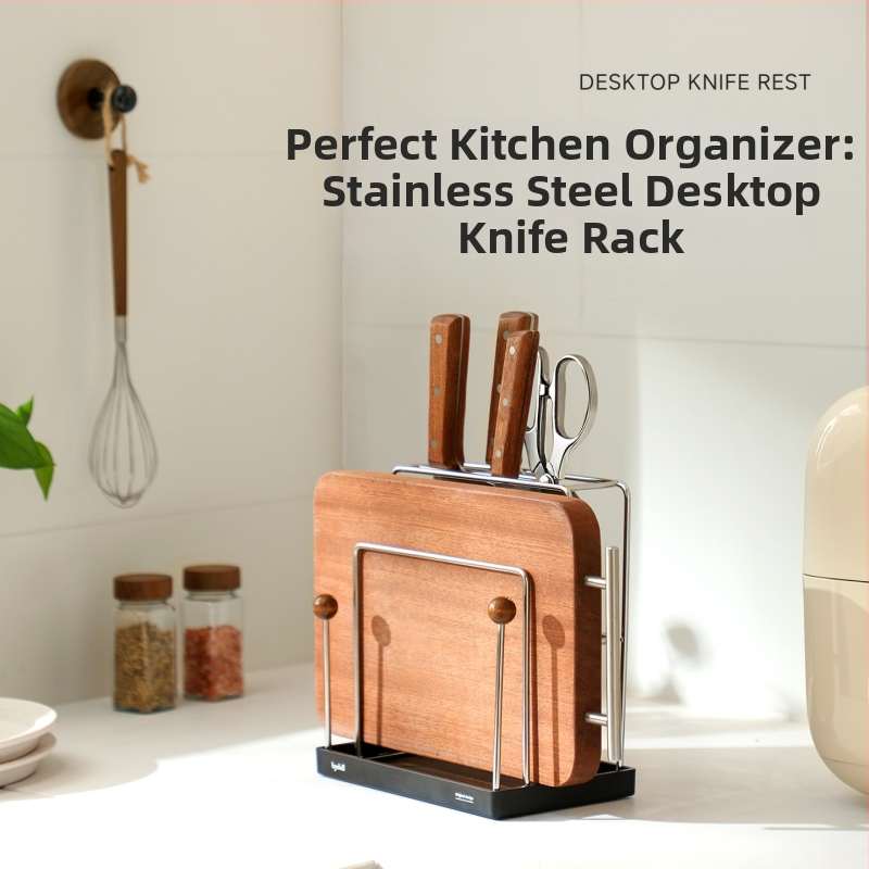 Bydoll Virtuvės peilių ir pjaustymo lentos laikiklis — integruotas ant stalviršio, daugybinis ir judantis, nerūdijančio plieno, 2025 m. modelis