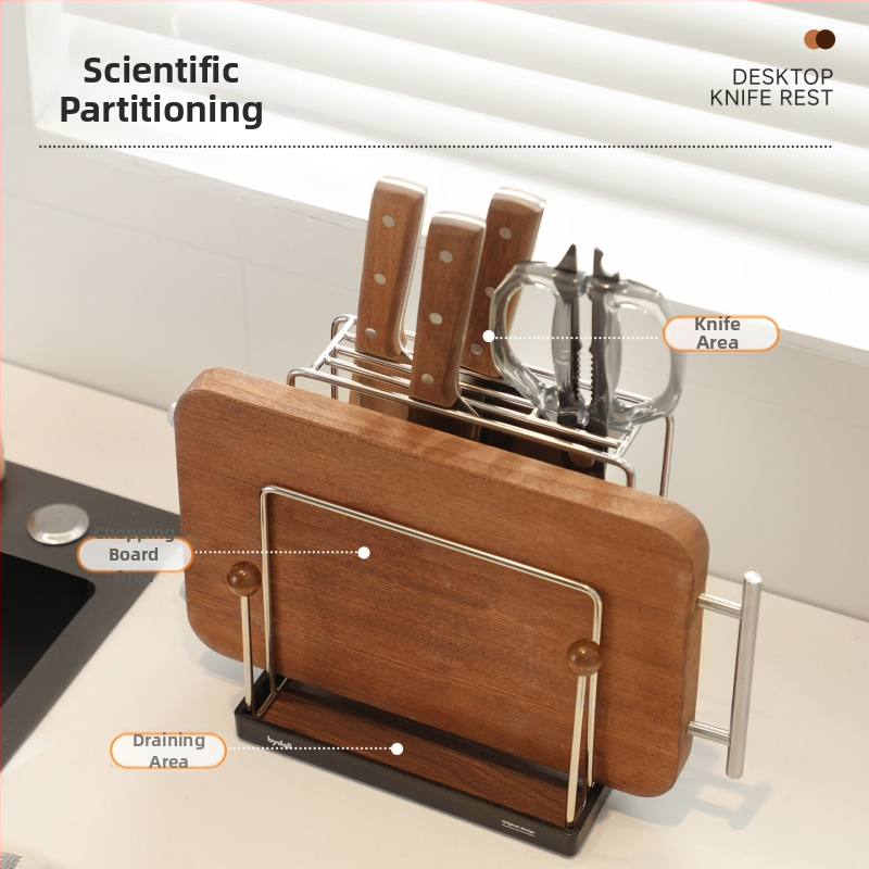 Bydoll Virtuvės peilių ir pjaustymo lentos laikiklis — integruotas ant stalviršio, daugybinis ir judantis, nerūdijančio plieno, 2025 m. modelis