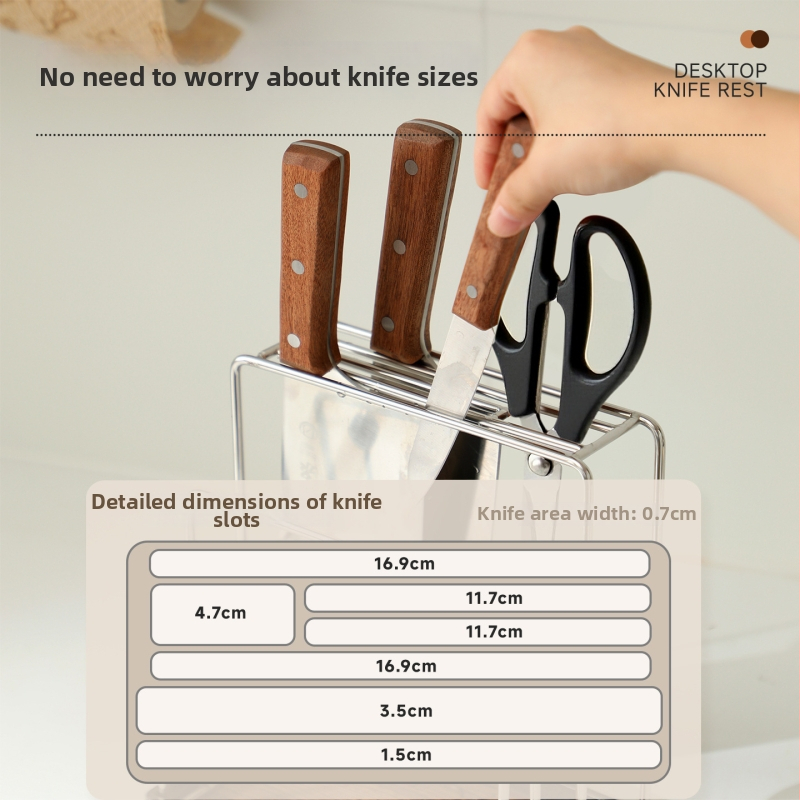 Bydoll Virtuvės peilių ir pjaustymo lentos laikiklis — integruotas ant stalviršio, daugybinis ir judantis, nerūdijančio plieno, 2025 m. modelis