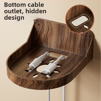 Raft de depozitare montat pe perete pentru camere, routere și monitoare — plastic ABS, stil modern minimalist, 1 nivel, fără găuri