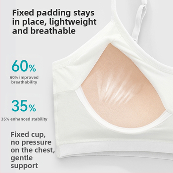 Juhtmevaba treeningrinnahoidja teismelistele, täiskupp, ultraõhukesed vormitud kupid, viskoosest materjal, fikseeritud õlapaelad, hingav ja mugav