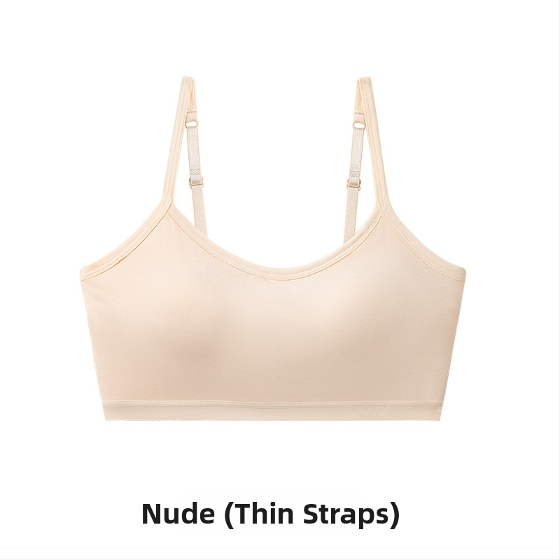 Juhtmevaba treeningrinnahoidja teismelistele, täiskupp, ultraõhukesed vormitud kupid, viskoosest materjal, fikseeritud õlapaelad, hingav ja mugav