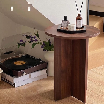 Кръгла странична масичка с дървена рамка и мраморен плот, китайски стил за дневна