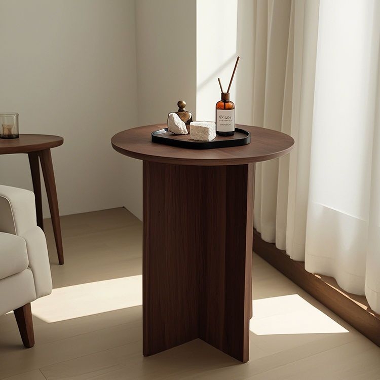 Кръгла странична масичка с дървена рамка и мраморен плот, китайски стил за дневна