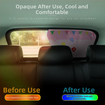 Automobilinis saulės skydelis su siurbtuko laikikliu galinio stiklo langui, storas nepermatomas audinys, universalus dydis