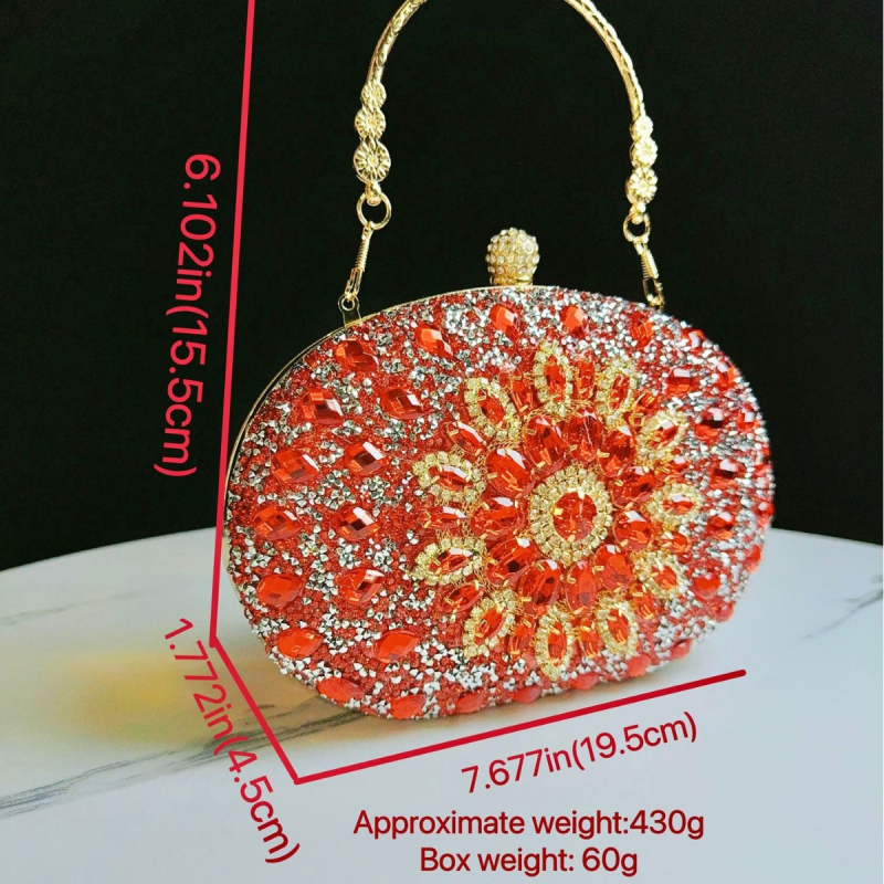 Kagyló alakú clutch rhinestone napsugár motívummal, poliészter, belső telefontartó zseb, nyitott kivitel, tavasz 2024