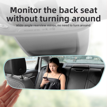 Automobilio vidaus galinio vaizdo veidrodėlis su išlenkta paviršiumi, HD stiklas su antiatspindėjimo danga, itin siauras rėmas, reguliuojami kampai