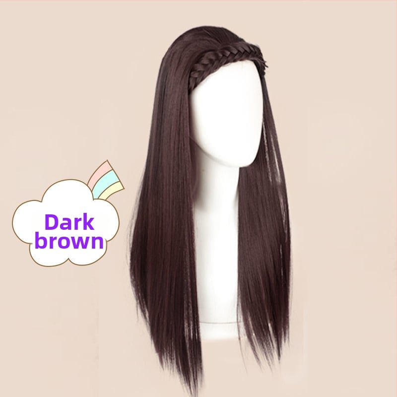 Naistepuri Korea stiil, pikad sirged juuksed, punitud kiud ja U-kujuline poolpeakatte, mudel 870, kõrge temperatuuriga kiud