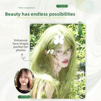 Pikk sirge parukas, Qi bangs, Ju Jingyi inspireeritud stiil, kõrge temperatuuriga kiud, näo kuju muutmine