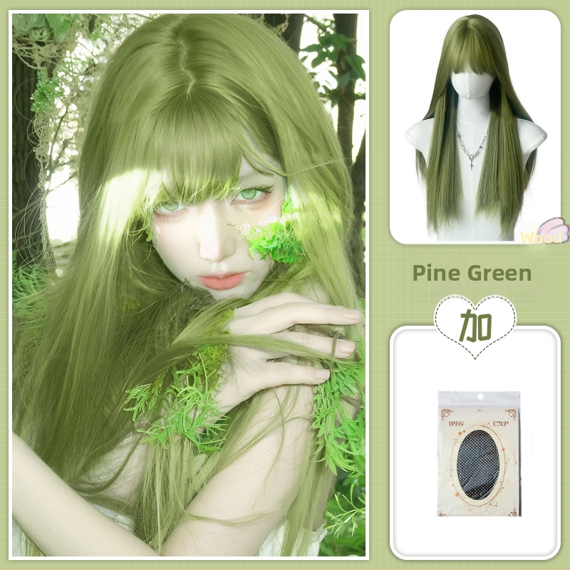 Pikk sirge parukas, Qi bangs, Ju Jingyi inspireeritud stiil, kõrge temperatuuriga kiud, näo kuju muutmine