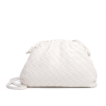 Geantă clutch din PU în stil Cloud Pack, cu formă de dumpling, închidere magnetică, buzunar deschis