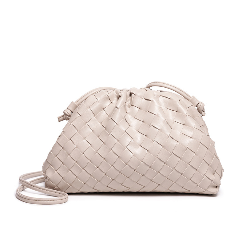 Geantă clutch din PU în stil Cloud Pack, cu formă de dumpling, închidere magnetică, buzunar deschis
