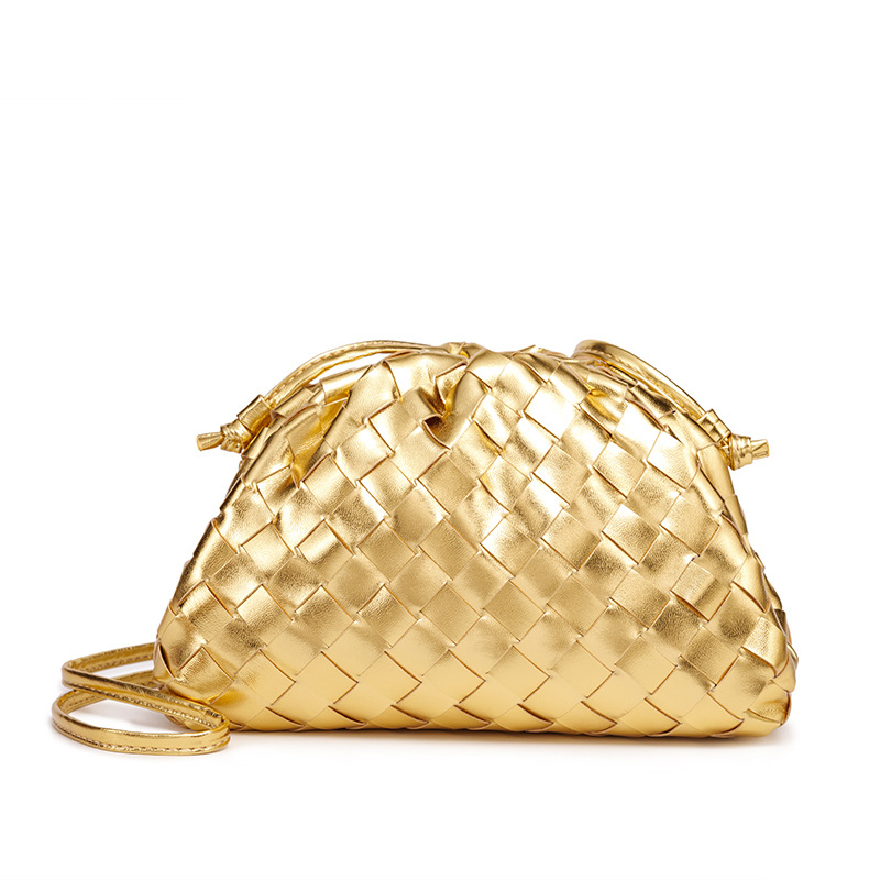 Geantă clutch din PU în stil Cloud Pack, cu formă de dumpling, închidere magnetică, buzunar deschis
