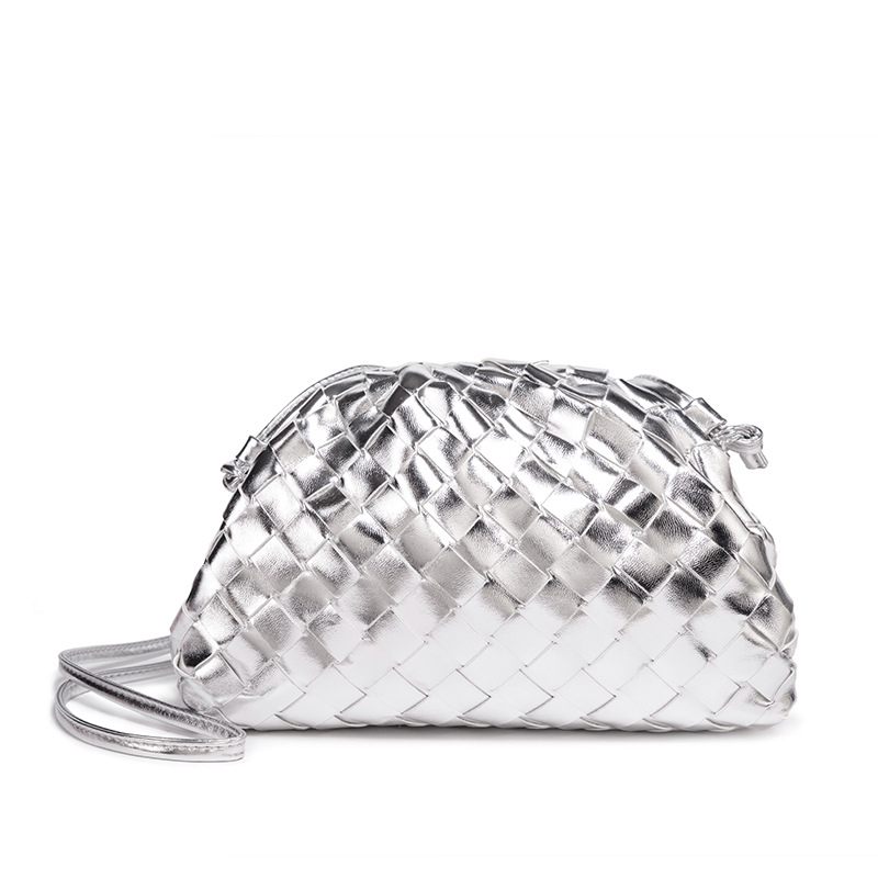 Geantă clutch din PU în stil Cloud Pack, cu formă de dumpling, închidere magnetică, buzunar deschis
