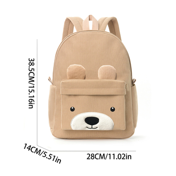 Corduroy laste seljakott lasteaeda – unisex, suur maht, loomemotiiv väike karu, polüestervooder