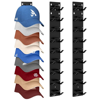 Raft de depozitare pentru șepci baseball, din plastic, cu mai mult de 8 niveluri, montaj pe perete cu adeziv puternic și instalare prin cârlig