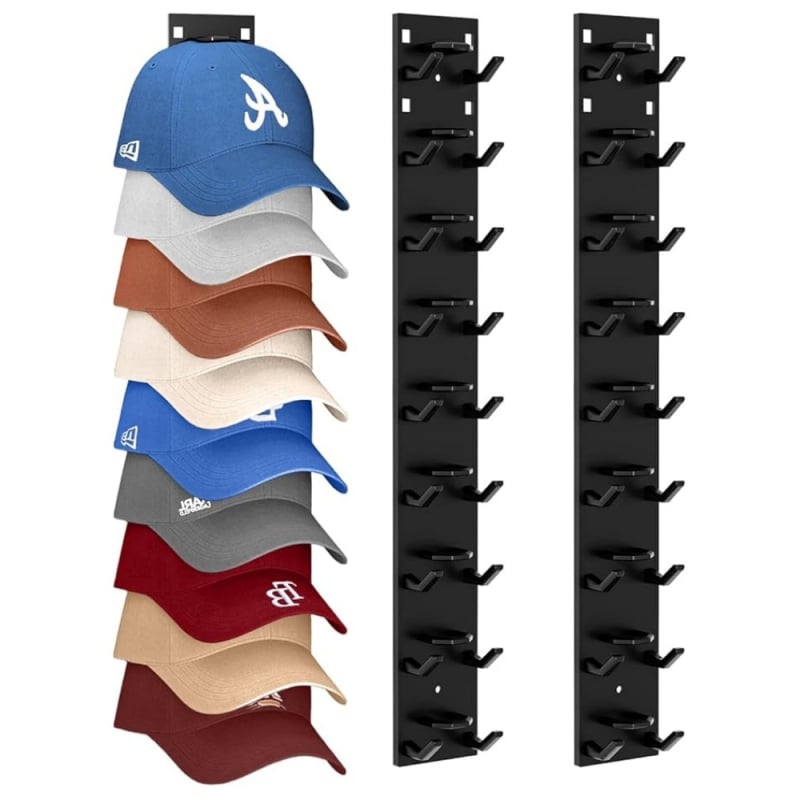 Raft de depozitare pentru șepci baseball, din plastic, cu mai mult de 8 niveluri, montaj pe perete cu adeziv puternic și instalare prin cârlig