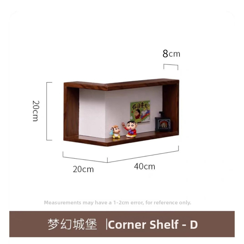 Koka stūra sienas plaukts, 2 līmeņi, 90° plūdošs stūra grāmatu plaukts, perforēta uzstādīšana, uzglabāšanai dzīvojamā istabā/studijai/gulējamā istabā