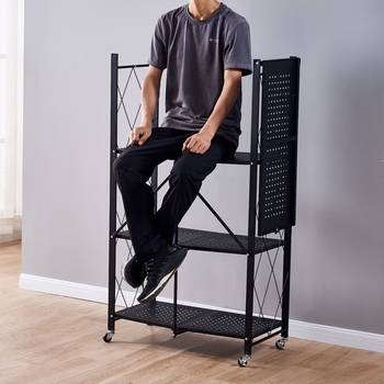 Süsinikterasest hoiustamisriiul, 5 korrust, põrandal seisev, kokkupandav, kaasaskantav, moods minimalistlik disain