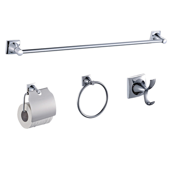 Suport pentru prosoape de baie - suprafață cromată, aliaj de zinc + oțel inoxidabil, stil modern simplu, set de șase piese sau mai mult