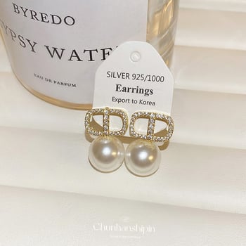 CD pērļu burti auskari ar klipsi, no vara, viegls greznums, burtu dizains, elektroplatēts pārklājums