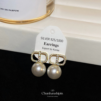 CD pērļu burti auskari ar klipsi, no vara, viegls greznums, burtu dizains, elektroplatēts pārklājums