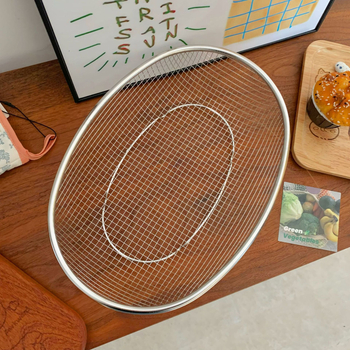 Ovalni koš za pohranu od nehrđajućeg čelika za voće i povrće — moderni minimalistički stil, višenamjenski kuhinjski organizator