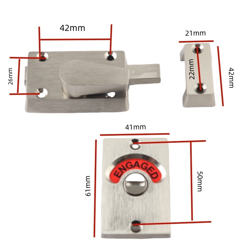 Încuietoare indicator de baie din oțel inoxidabil pentru compartimentele toaletei publice – finisaj periat, Suoweigu