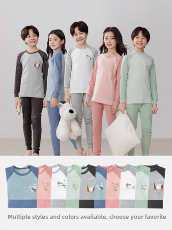 Laste termilise aluskomplekti (ülemine ja alumine) 100% puuvillast, õhuke materjal, pehme viimistlus, sobib sügis- ja talveks, 8-aastastele ja vanematele