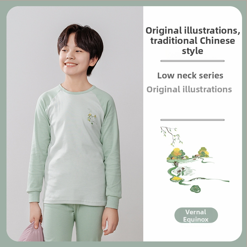 Laste termilise aluskomplekti (ülemine ja alumine) 100% puuvillast, õhuke materjal, pehme viimistlus, sobib sügis- ja talveks, 8-aastastele ja vanematele