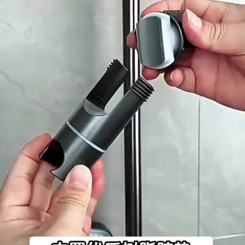 Zuhanyfej-tartó állítható L-alakú rúddal, műanyag, fúrás nélküli szerelés, integrált zuhanyzókabinhoz