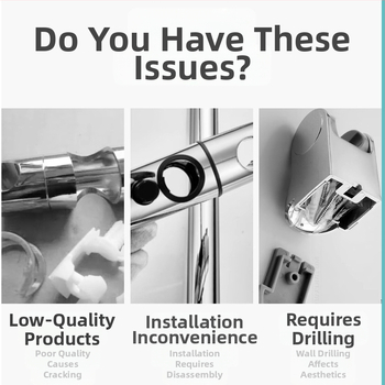 Dušo galvutės laikiklis su reguliuojamu L formos strypu, iš plastiko, be gręžimo montavimo, integruotai dušo patalpai