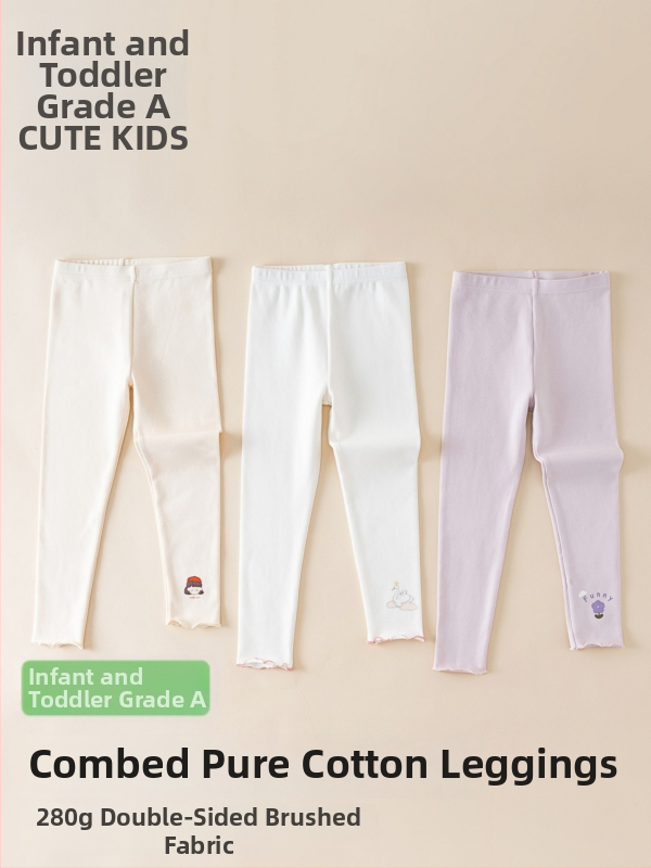 Mergaitei korejiečių stiliaus medvilniniai leggingai, vidurio liemens aukštis, 95% medvilnė, amžius 3–8 m