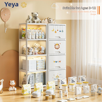 Úložný kabinet Wj-416002, PP plast, 2–5 polic, detský kreslený štýl