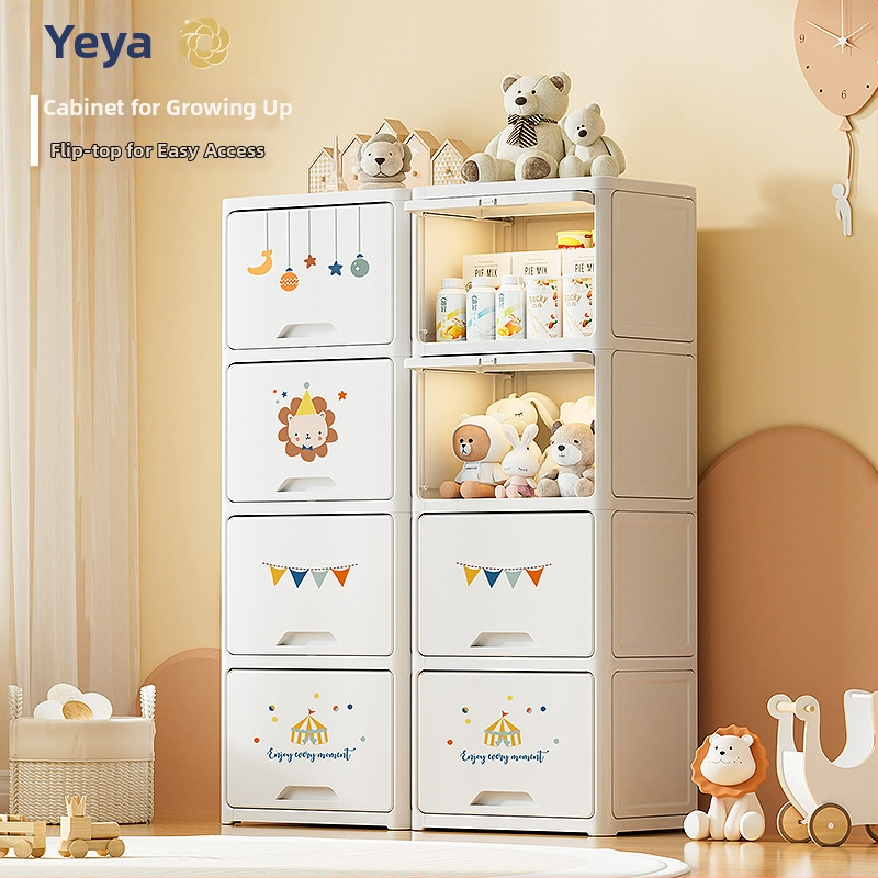 Úložný kabinet Wj-416002, PP plast, 2–5 polic, detský kreslený štýl