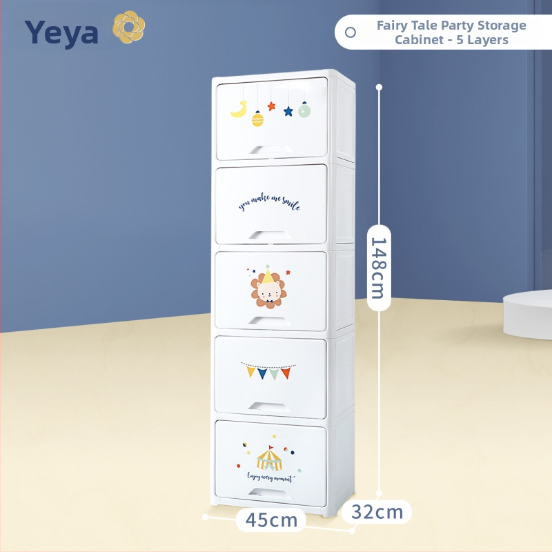 Úložný kabinet Wj-416002, PP plast, 2–5 polic, detský kreslený štýl