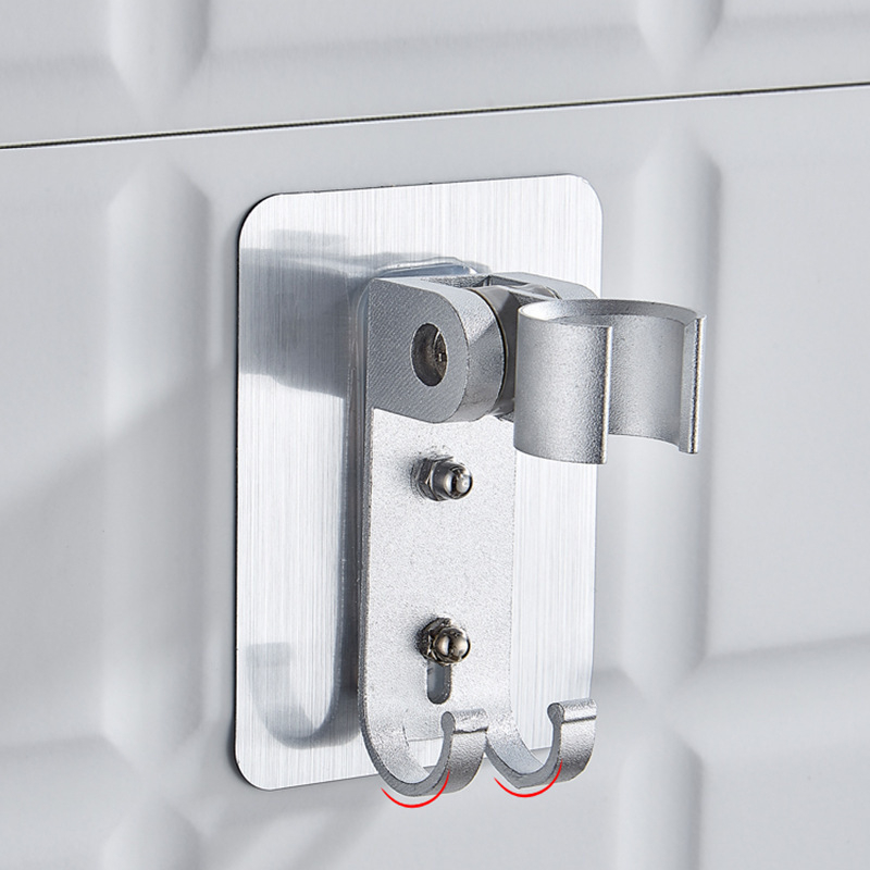 Držiak sprchovej hlavice z vesmírneho hliníka, bez vŕtania, nastaviteľný uhol, prísavné uchytenie na stenu