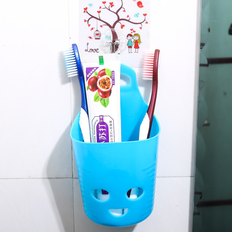 Coș suspendat din plastic cu design zâmbitor – montaj pe perete, organizator de birou