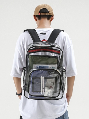 Läbipaistev PVC seljakott, veekindel, maht alla 20 l, õhupadi rihm